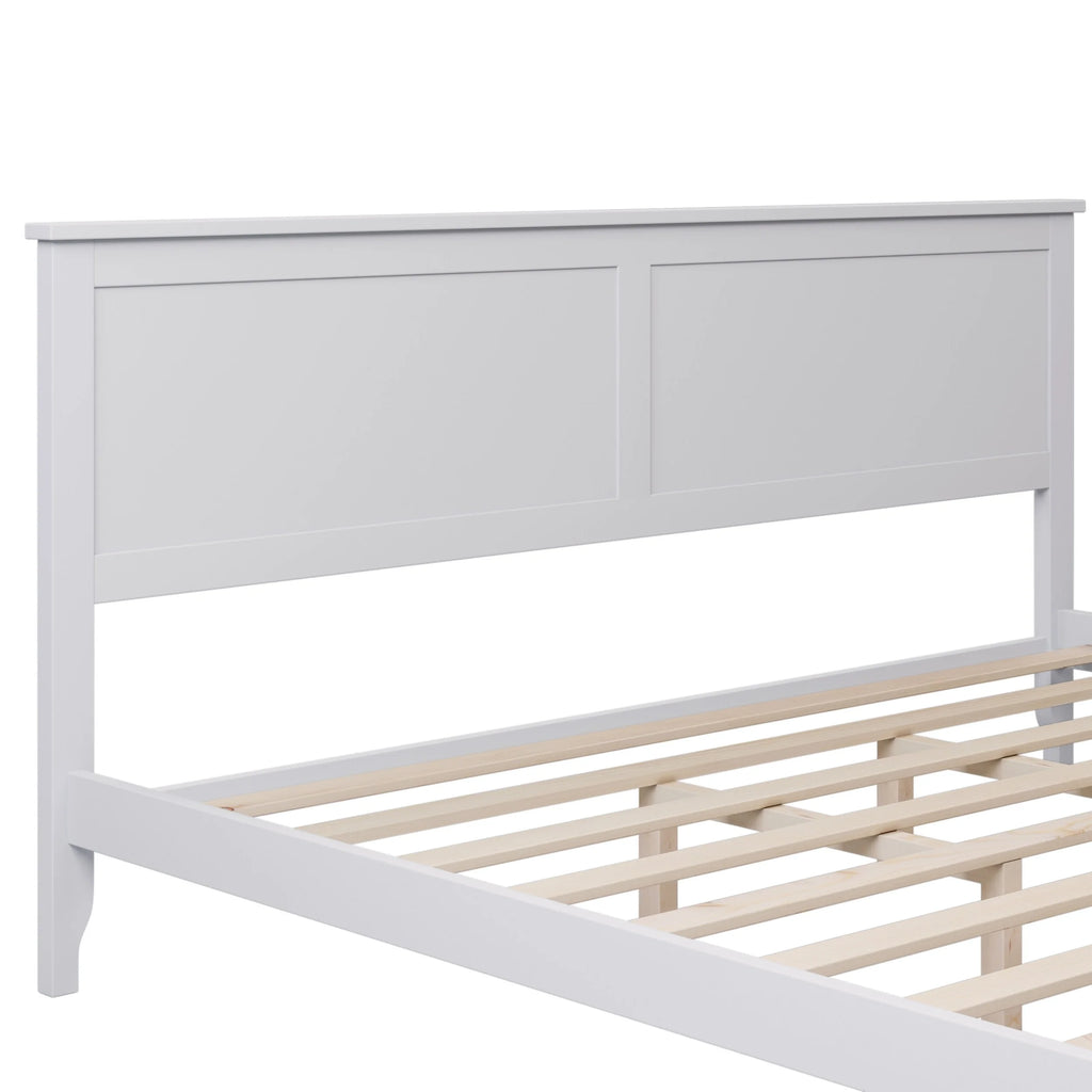 White King Pine Wood Platform Bed Frame with Headboard J48234