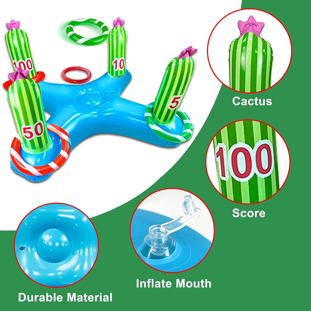 Giant Inflatable Cactus Ring Toss Party Game Toys (4 Rings) Q21743