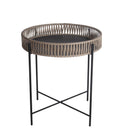 White and Gray Metal Accent Table with Round Top G78851