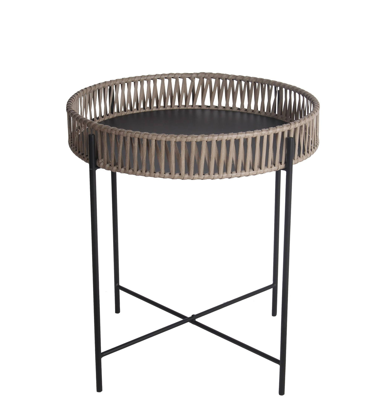 White and Gray Metal Accent Table with Round Top G78851