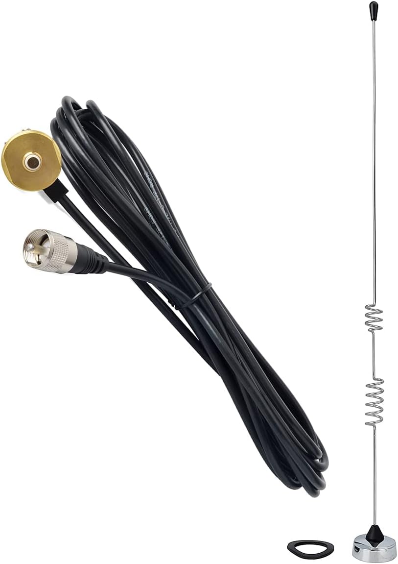 Dual-Band NMO Antenna VHF 144Mhz UHF 430MHz with 13ft RG-58 Coax Cable PL-259 Mount L64463