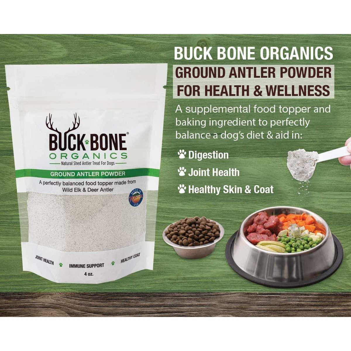 Ground Wild Elk and Deer Antler Powder for Dogs E8516