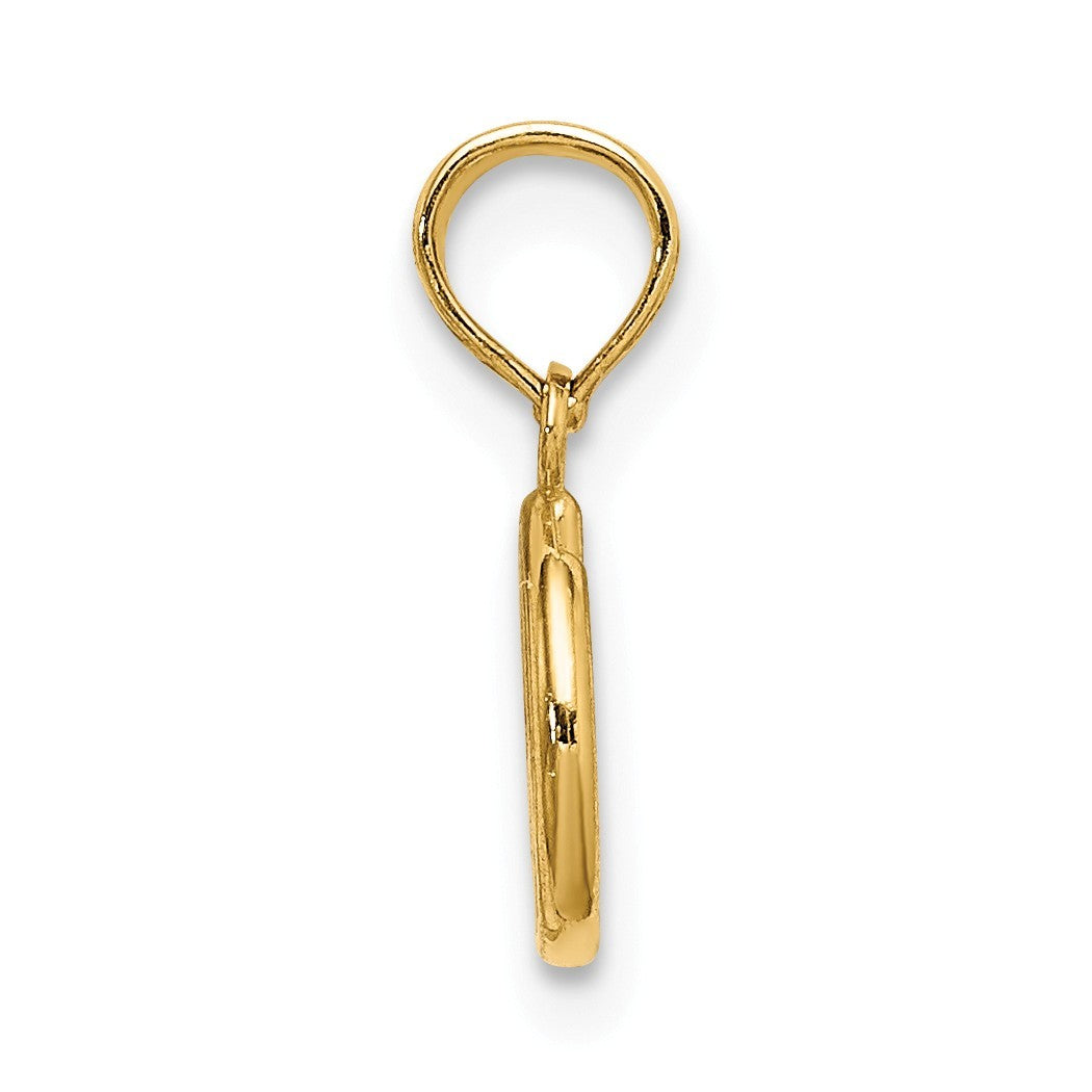 14k Solid Gold Peace Symbol Pendant Necklace L58498