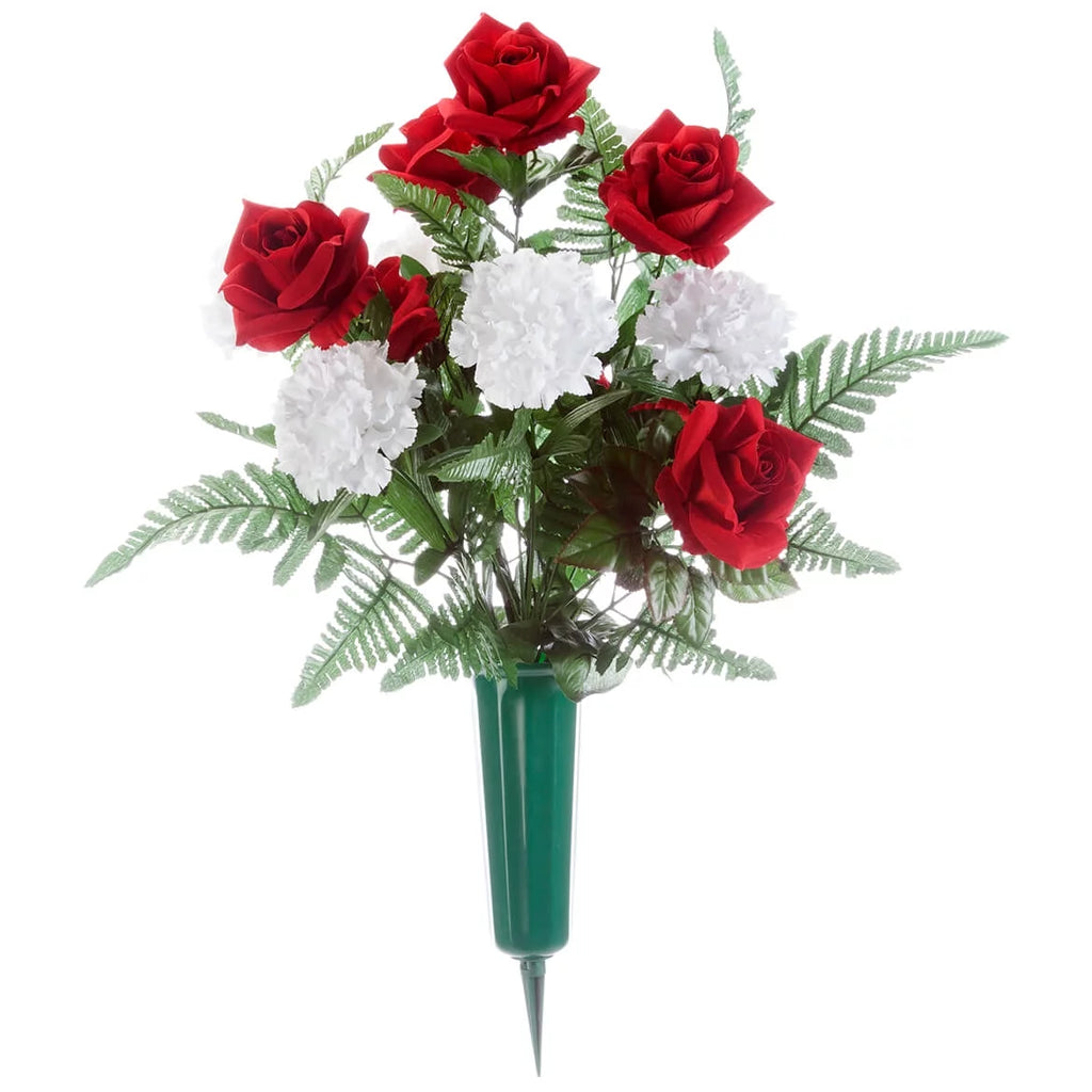Red Roses and White Carnation Memorial Bouquet R40764