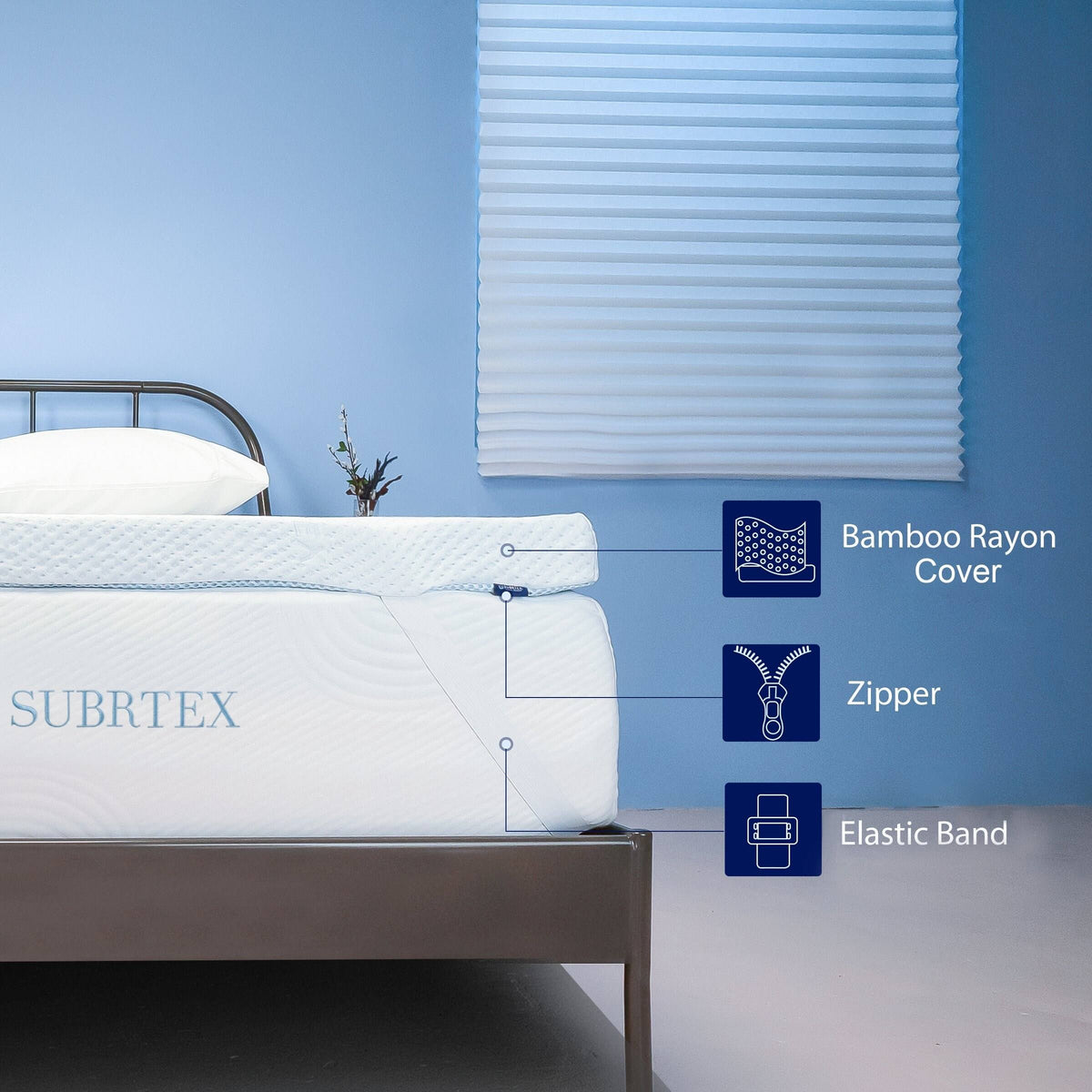 Queen Gel-Infused Memory Foam Mattress Topper with Cover X304907