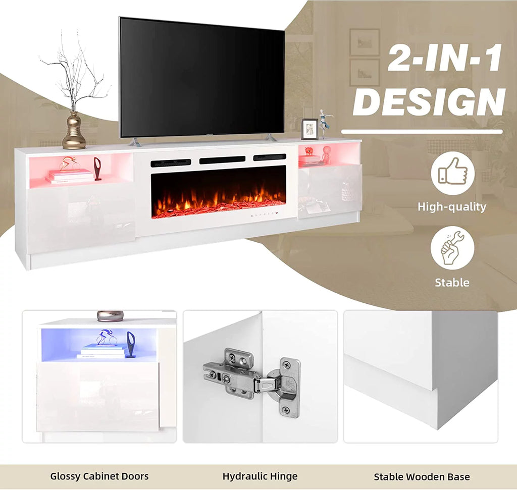 White Fireplace TV Stand with 40'' Electric Fireplace J504925
