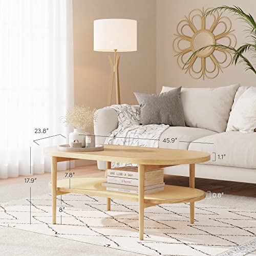 2-Tier Oval Coffee Table with Storage Shelf H3360