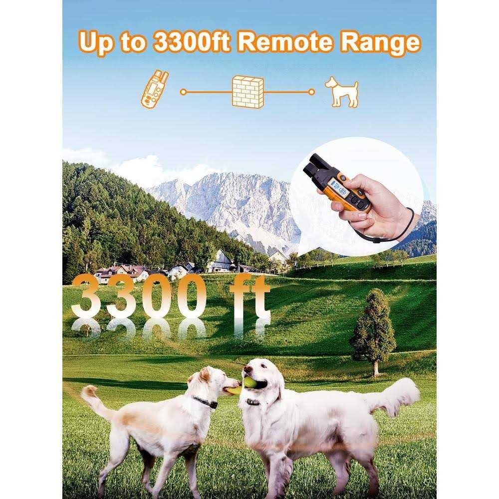 Dog Shock Collar 2 Dogs 3300 ft Waterproof Rechargeable Remote E5338