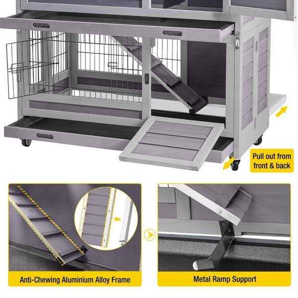 Wooden Rabbit Hutch with Folding Design M638