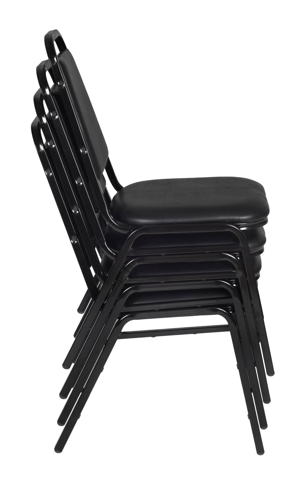 Mahogany Black Square Breakroom Table with 4 Stack Chairs V63776