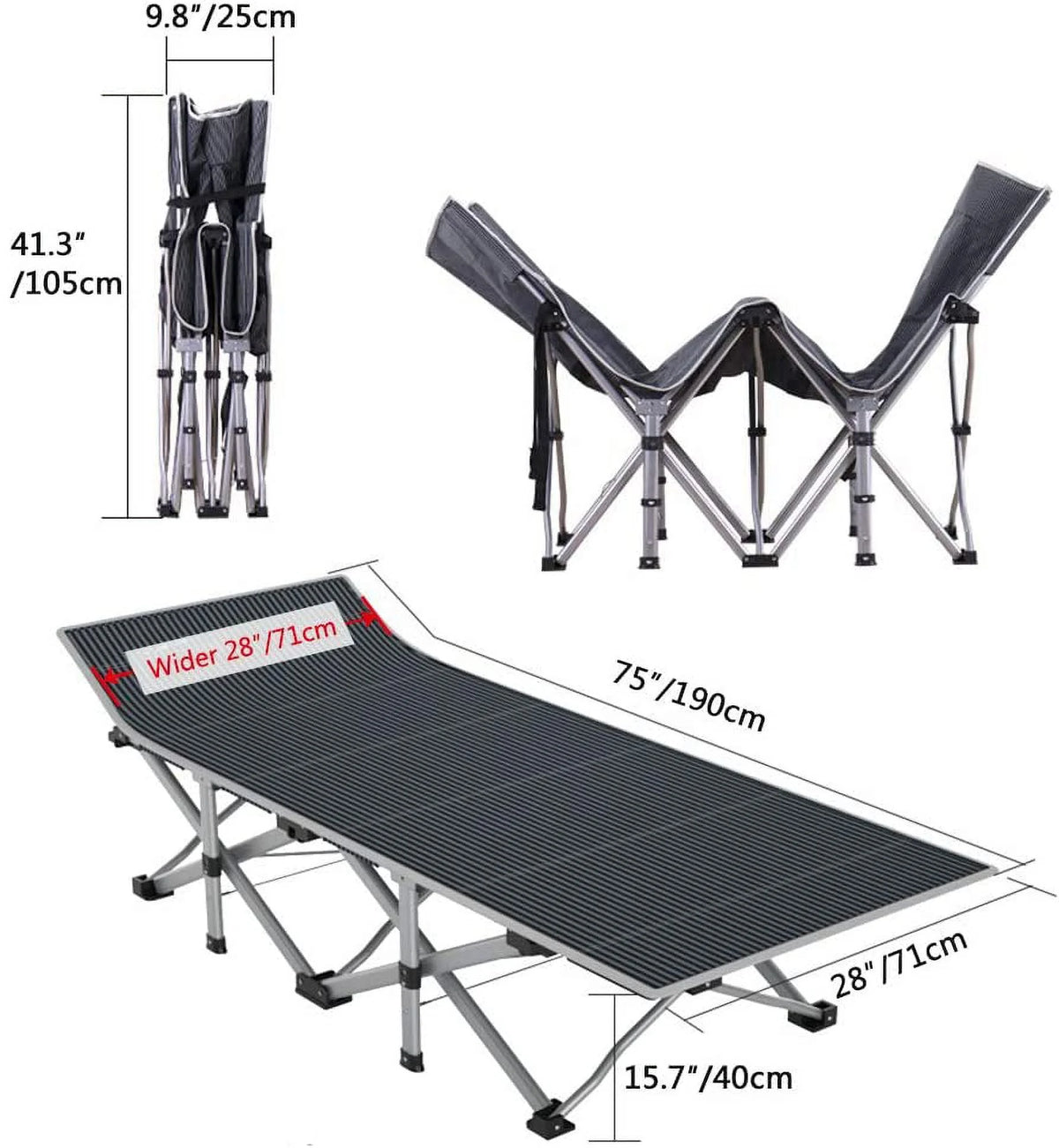 Folding Camping Cots Double Layer 1200D Heavy Duty Sleeping Cots L71910
