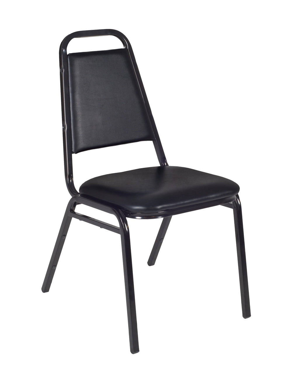 Mahogany Black Square Breakroom Table with 4 Stack Chairs V63776