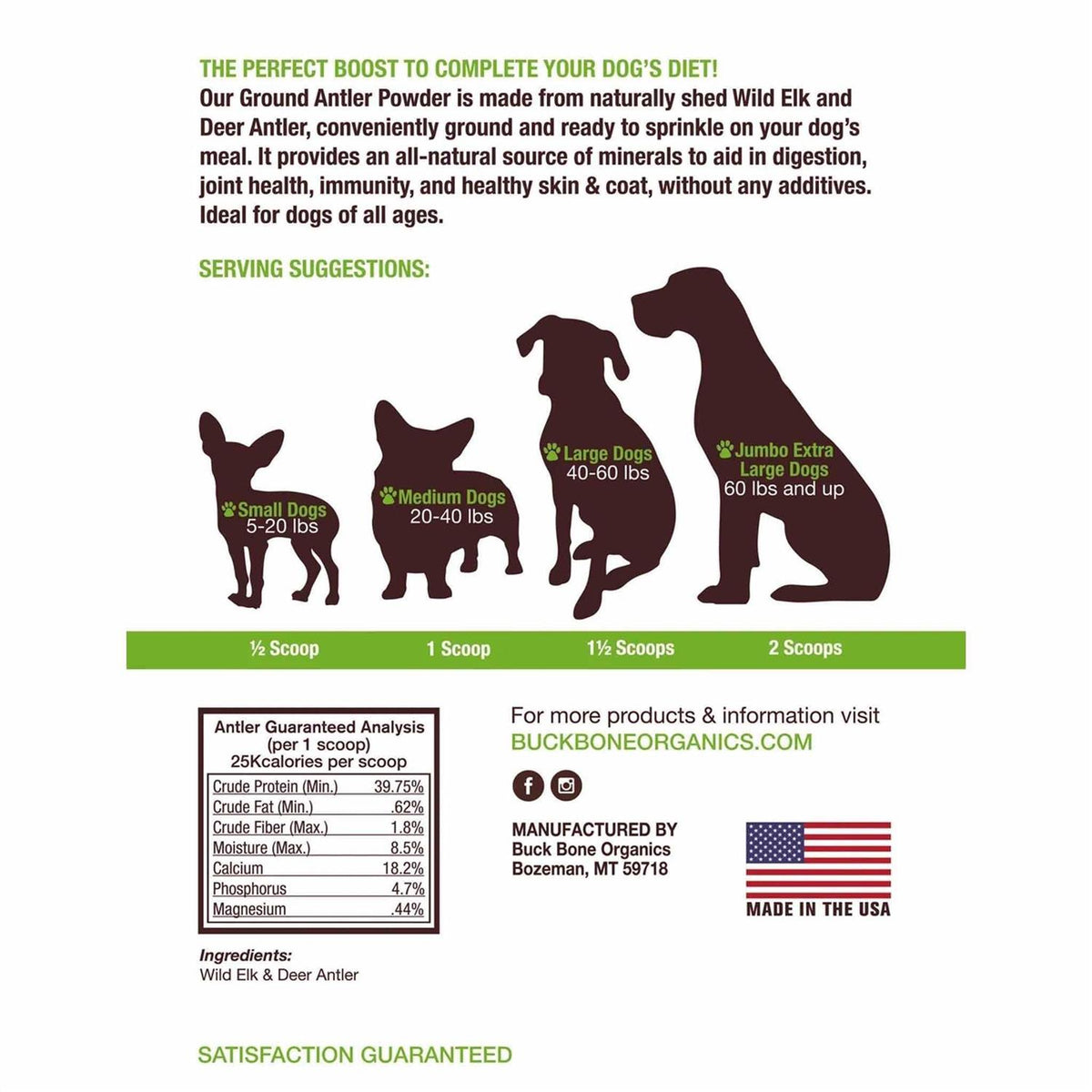 Ground Wild Elk and Deer Antler Powder for Dogs E8516