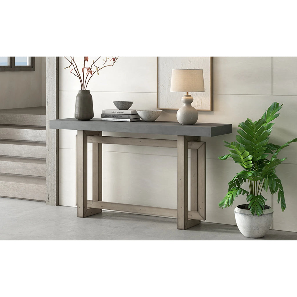 Contemporary Concrete Wood Top Console Table J202378