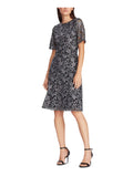 Gray Bell Sleeve Knee Length Fit Flare Cocktail Dress I2047