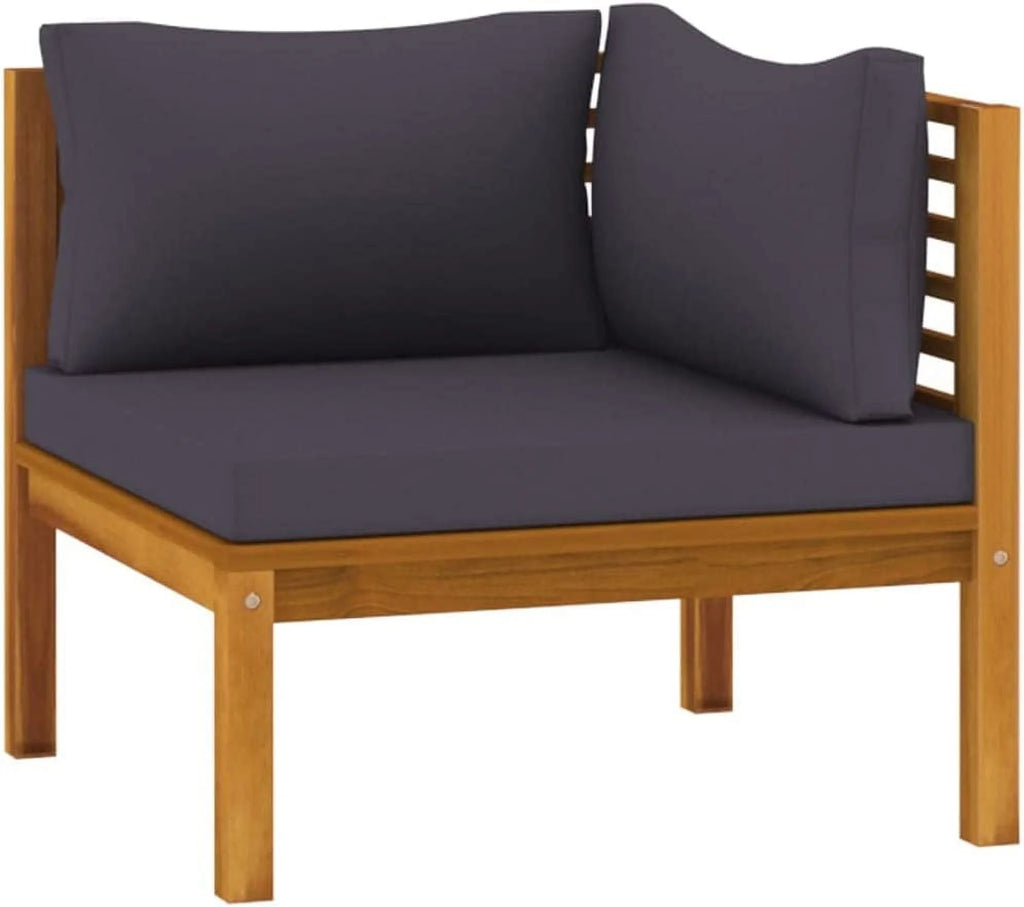 6 Piece Acacia Wood Patio Lounge Set with Cushion Gray V893