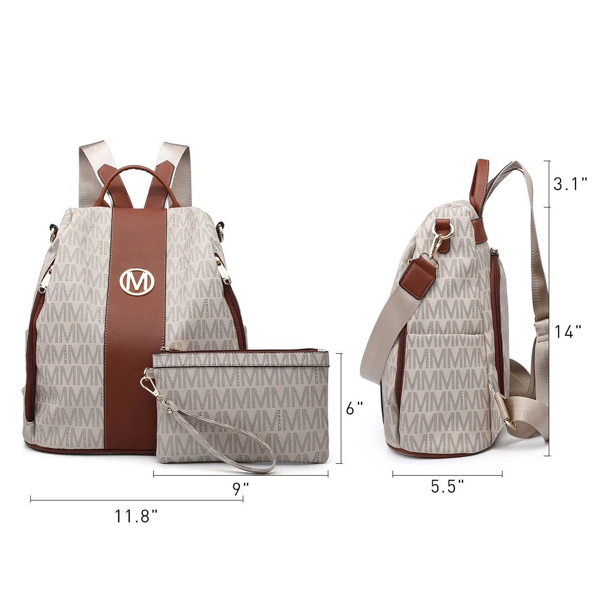 Anti-Theft Travel Backpack and Purse Wallet Set 2pcs P2683