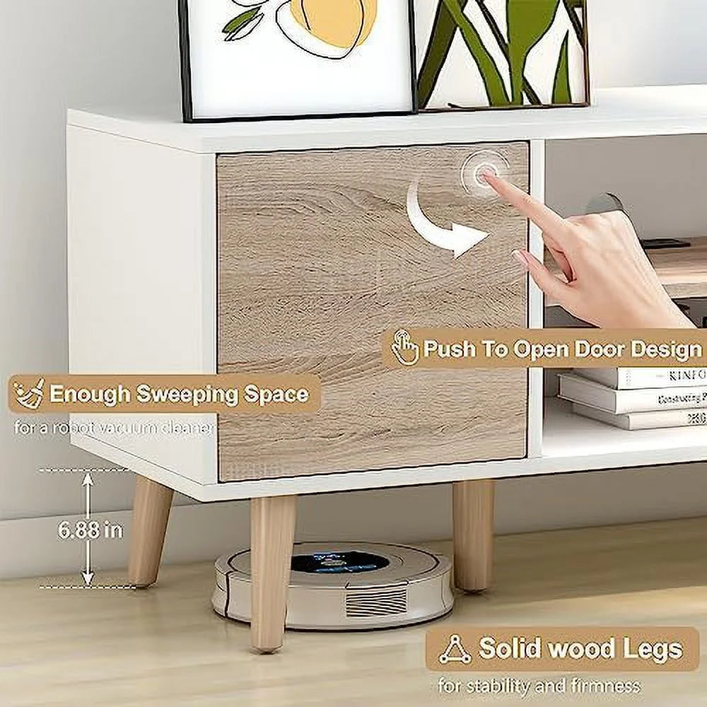 Black Walnut TV Stand with Push Up Doors M5105