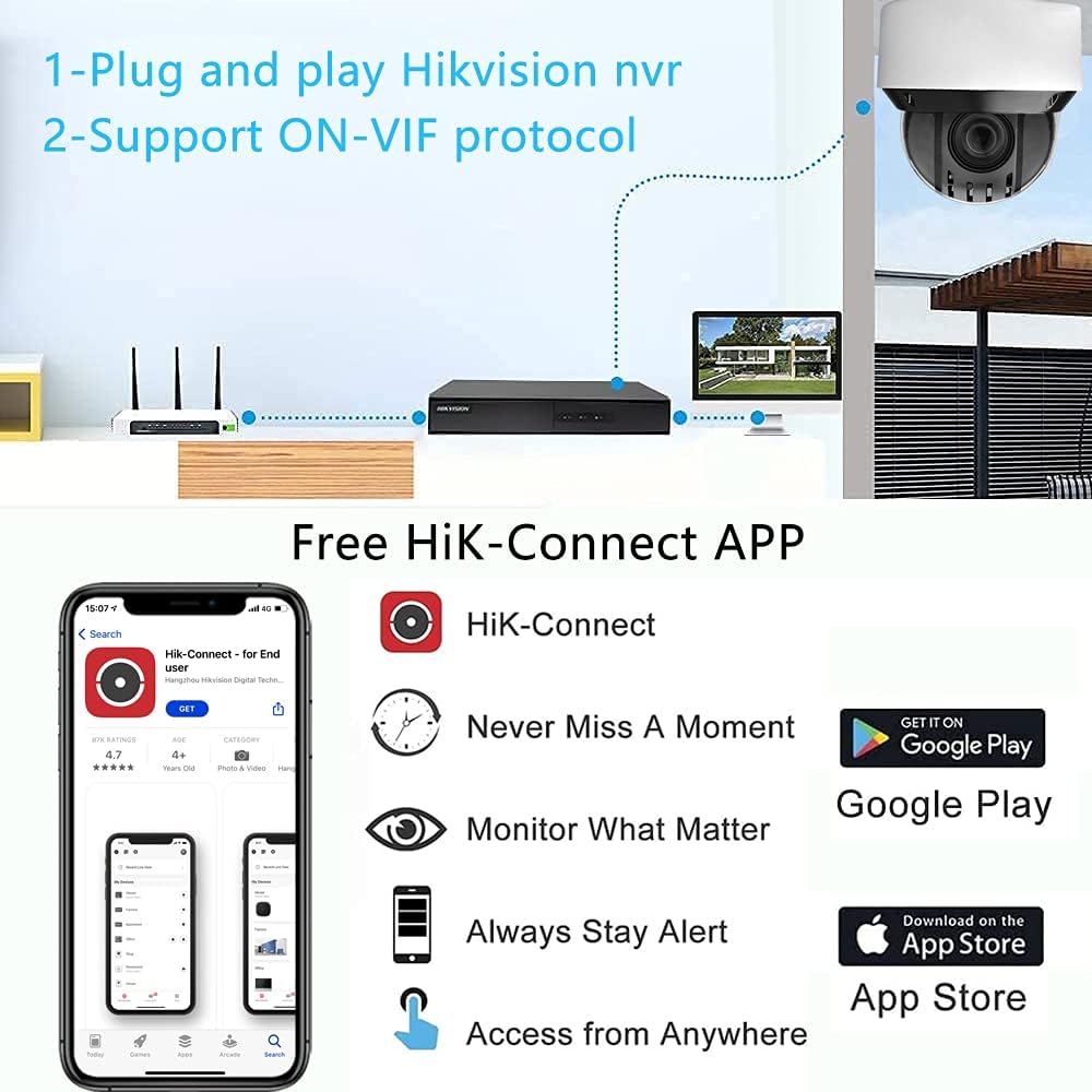 4MP HD POE PTZ IP Camera, 2.8mm~12mm 4X Optical Zoom, Smart IR Night Vision, H.265+, IP67 Waterproof Z36100