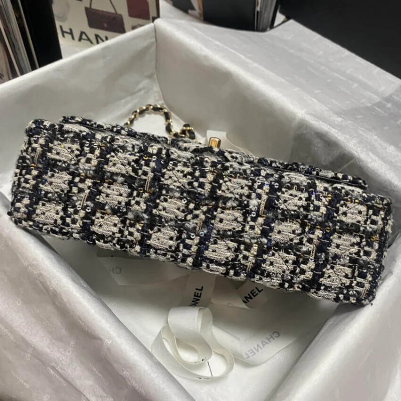 Black Beige Glittered Tweed Bag G932