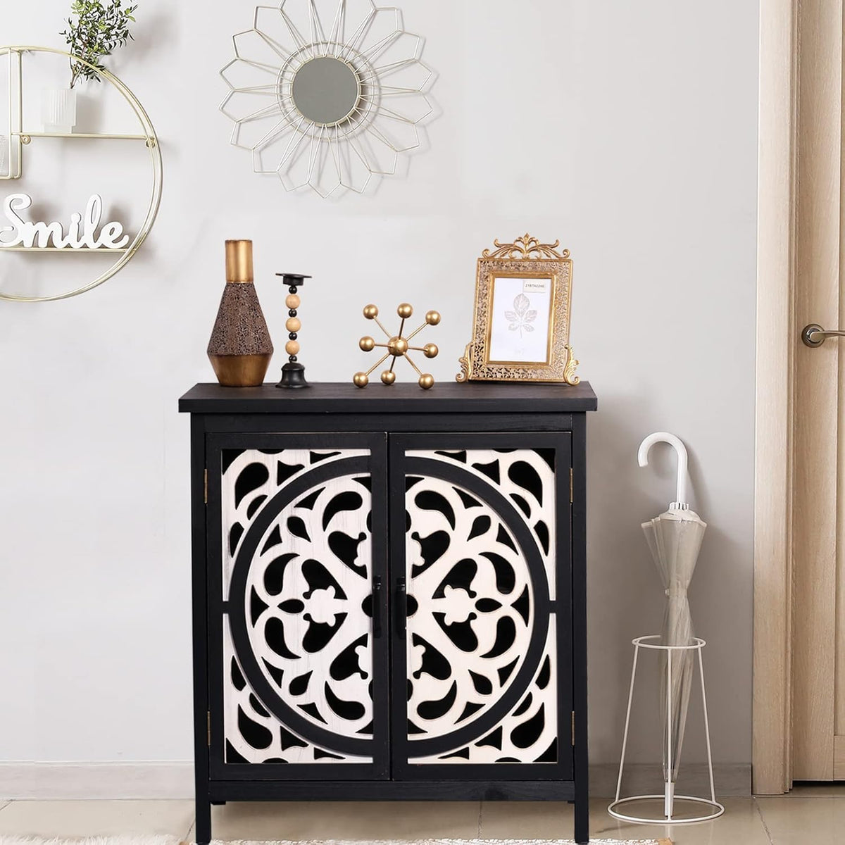 Farmhouse Buffet with Sliding Door Storage Cabinet B659