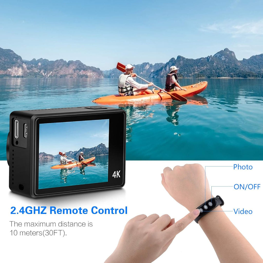 4K Action Camera 50fps 24MP Touch Screen 40M Waterproof WiFi Sport Camera with Remote Control and 32GB Micro SD Card K176