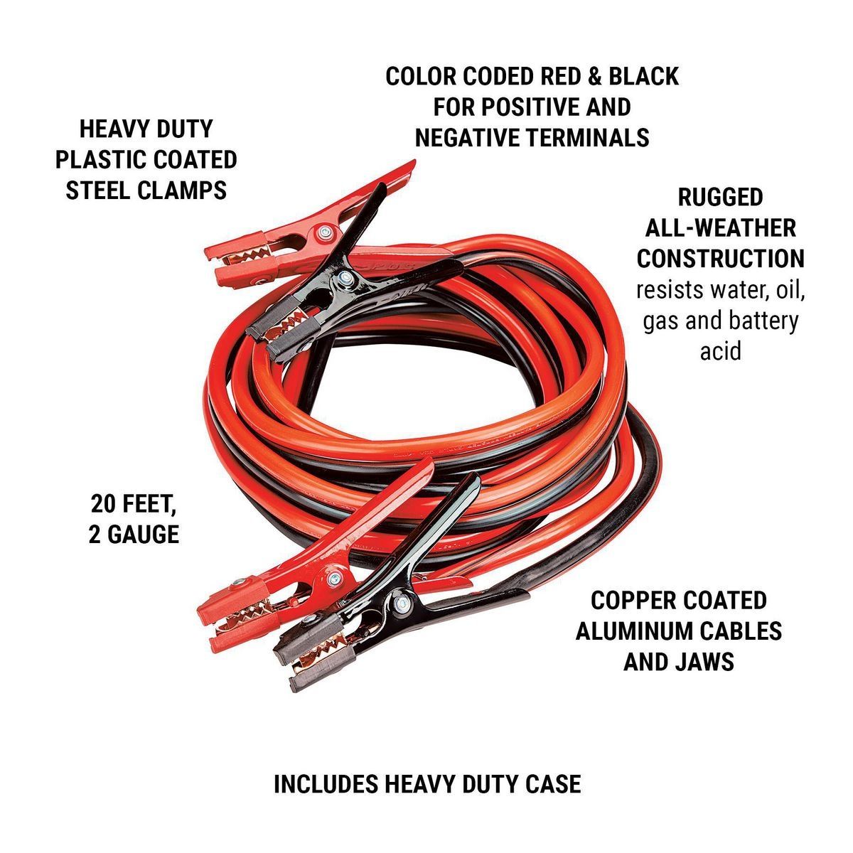 20 ft. 2 Gauge Heavy Duty Jumper Cables U1111