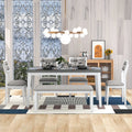 6 Piece Dining Table and Chair Set with 4 Upholstered Chairs and 1 Upholstered Bench P61631