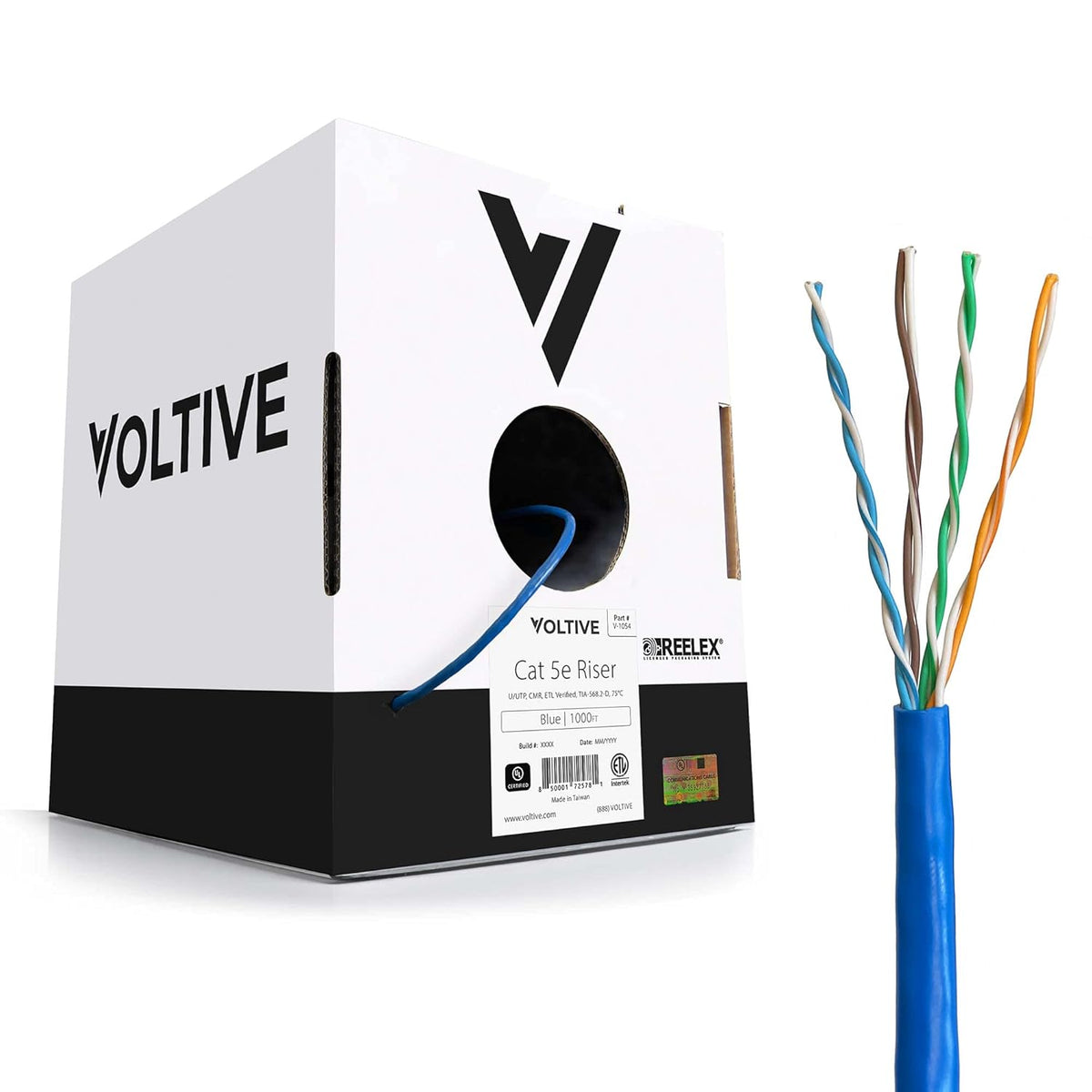 Blue 1000ft Solid Bare Copper Bulk Ethernet Cable H5784