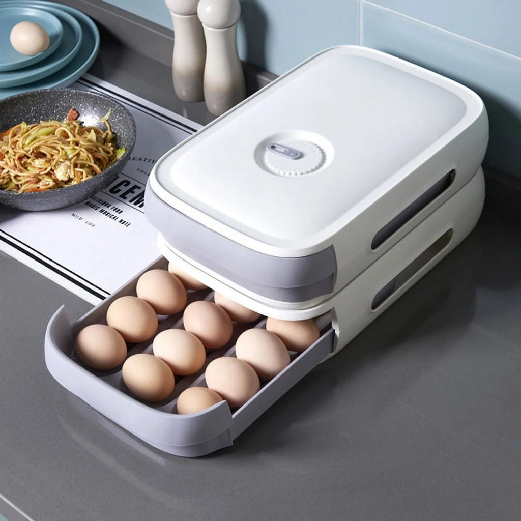 Large-capacity drawer-type egg storage box with lid A50798