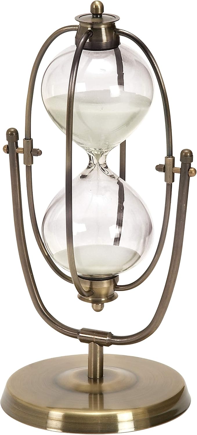Silver Acrylic Hourglass Sand Timer with Iron Cage, 6 L x 6 W x 12 H, Pack of 2 A2420