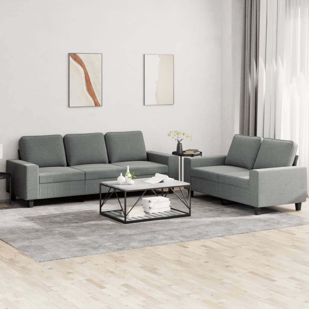 2 Piece Dark Gray Fabric Sofa Set X360882