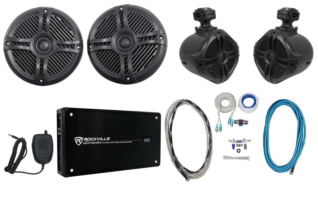 Marine Boat Speakers with Amp and Wire Kit X1431