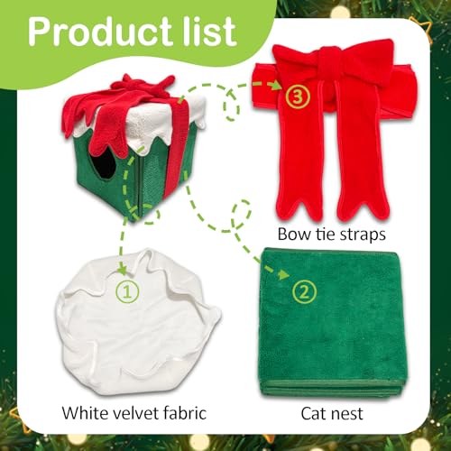 Christmas Cat House Cat Bed Cat Tree Decor Indoor Cat Tent Cave W61581