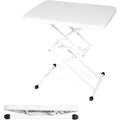 Folding TV Tray 4 Adjustable Heights White Plastic Desk Q364