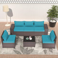 6 Pieces All-Weather PE Rattan Patio Sofa Set with Coffee Table & Cushions E66259