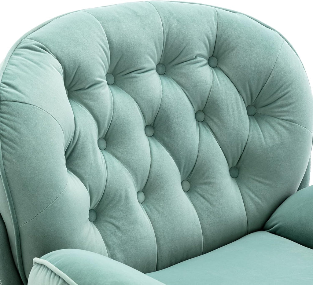 Teal Velvet Swivel Lounge Chair with Ottoman X7557