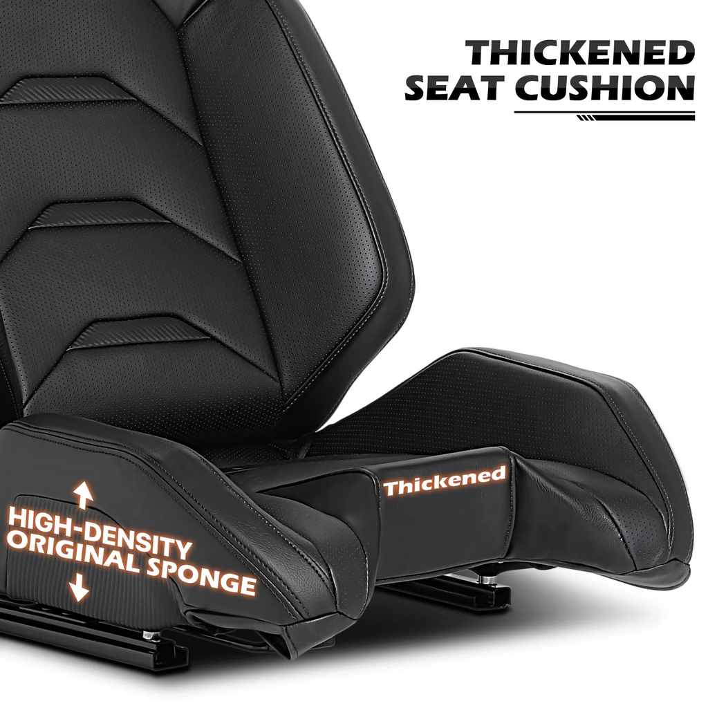 Black Ergonomic Racing Seat with Adjustable Slide I41967