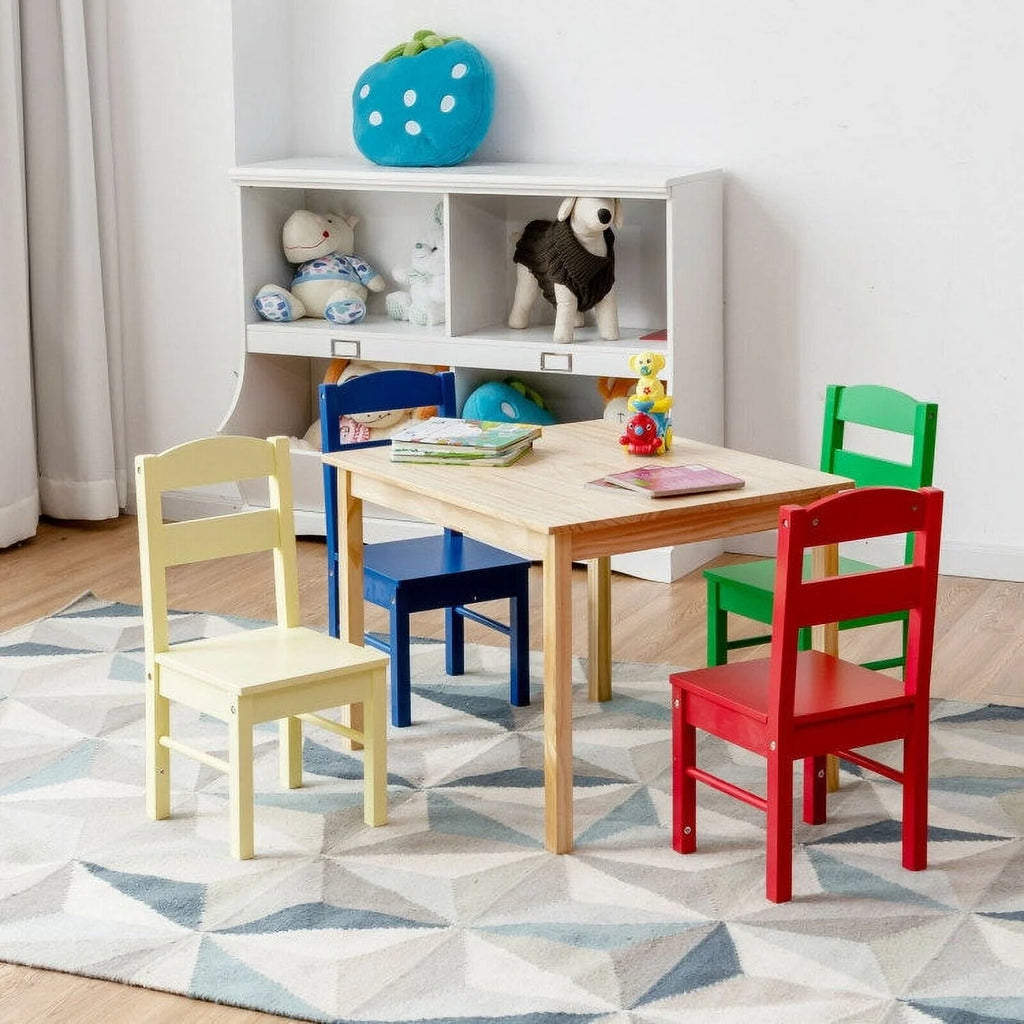 Kids 5 Pieces Wooden Table and Chair Set K74553