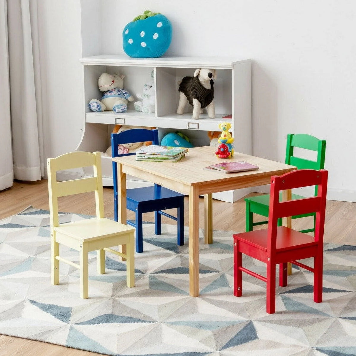 Kids 5 Pieces Wooden Table and Chair Set K74553